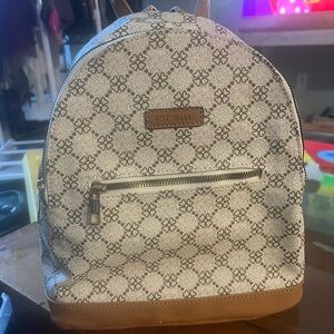 Gray and Tan Women's Backpack